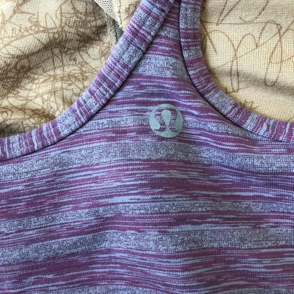 Lululemon Power Y Tank Space Dyed Purple Gray Stri - Picture 7 of 9